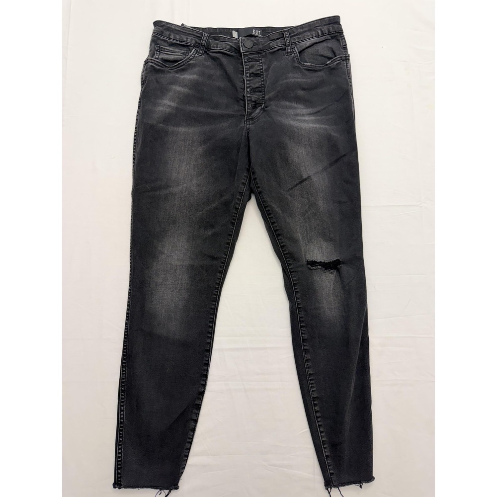 KUT From The Kloth Donna Ankle Skinny‎ Jeans Womens 12 Charcoal High Rise 32x28